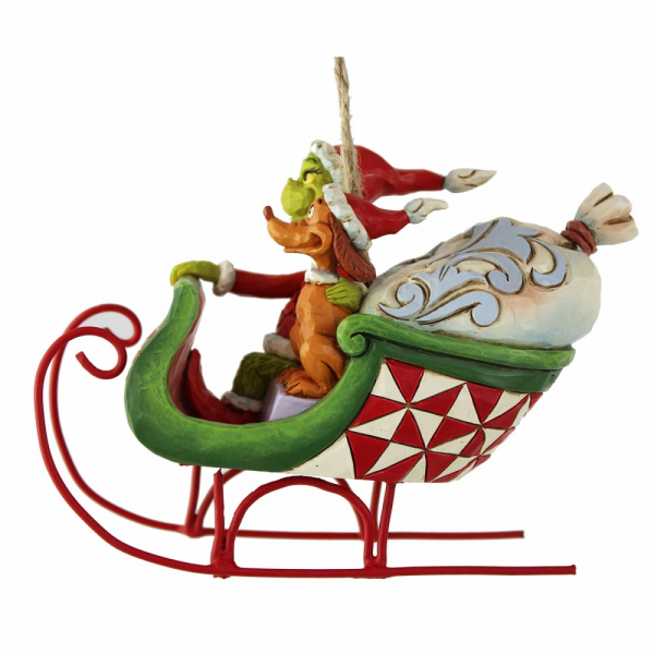 Jim Shore The Grinch & Max in Sleigh Hanging Ornament - 6008895