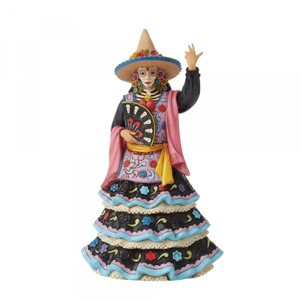 Jim Shore Heartwood Creek Witch Wearing Day of the Dead Dress - 6009508