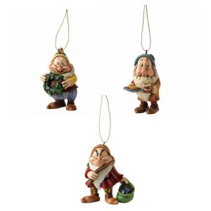 Set of 3 Jim Shore Disney Traditions Dwarf Hanging Ornaments inc Happy, Sleepy and Grumpy