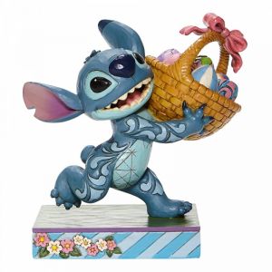 Disney Traditions Bizarre Bunny - Stitch Running off w/ Easter Basket Figurine