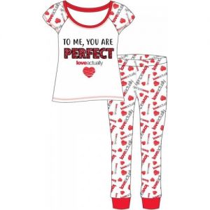 Ladies Official Love Actually To Me, You Are Perfect S/Sleeve Top & Cuffed Lounge Pant Pyjama Set - 33395