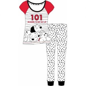 Ladies Official Disney 101 Dalmatians S/Sleeve Top & Cuffed Lounge Pant Pyjama Set - 33533