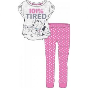 Ladies Official Disney 101 Dalmatians S/Sleeve Top & Cuffed Lounge Pant Pyjama Set - 33694