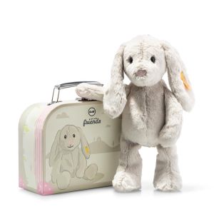 Steiff Hoppie rabbit 26 light grey in suitcase
