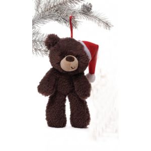 Gund Fuzzy Bear Dark Brown Hanging Ornament