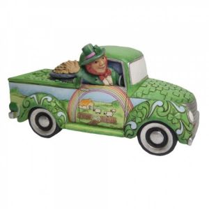 Jim Shore Heartwood Creek Leprechaun in Green Truck Figurine