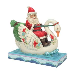 Jim Shore Heartwood Creek Santa riding Swan Figurine