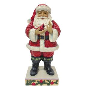 Jim Shore Heartwood Creek Santa with Cardinal in Hands Figurine