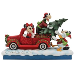 Jim Shore Disney Traditions Fab 4 with Red Truck and Tree