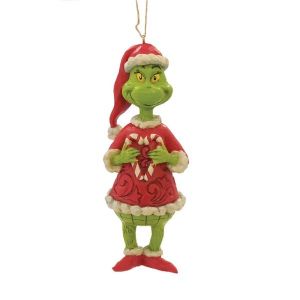 Jim Shore Grinch Holding Heart Shaped Candy Cane Hanging Ornament