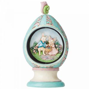 Heartwood Creek Revolving Egg with Bunnies and Chicks Scene Figurine - 6003625