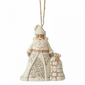 Heartwood Creek White Woodland Santa With Toy bag Hanging Ornament - 6006586