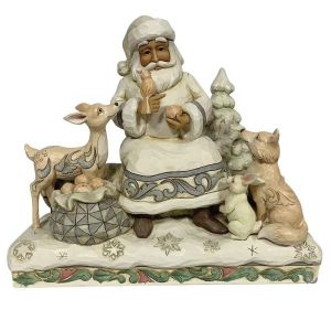 Jim Shore Heartwood Creek White Woodland Santa Sitting With Animals