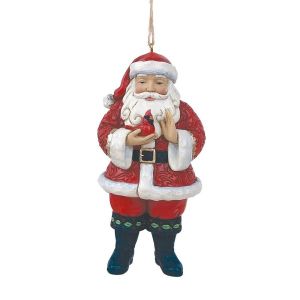 Heartwood Creek Santa Holding Cardinal Hanging Ornament 