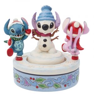 Jim Shore Disney Traditions Snowy Shenanigans(Stitch and Angel  Rotating Figurine)