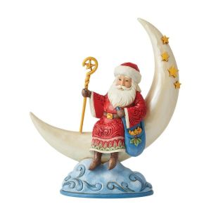 Jim Shore Heartwood Creek Santa on Crescent Moon Figurine
