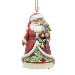 Jim Shore Heartwood Creek Santa Holding Partidge in Pear Tree Hanging Ornament World W