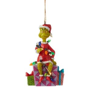Jim Shore The Grinch Wrapped in Lights Hanging Ornament