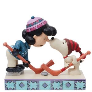 Jim Shore Snoopy and Lucy Playing Hockey Figurine