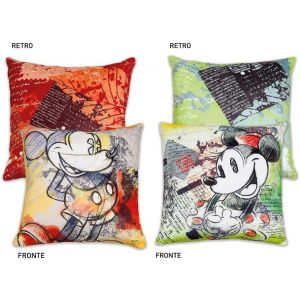 Set of 2 Mickey and Minnie Cushions - Red and Green