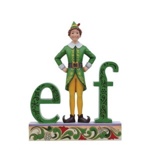 Jim Shore The Name is Buddy, the Elf Buddy Standing in the word Elf Figurine