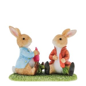 Beatrix Potter Peter Rabbit & Benjamin Eating Vegetables Figurine