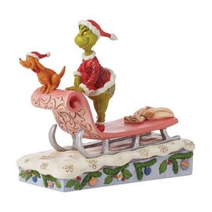 Jim Shore The Grinch & Max on a Sled
