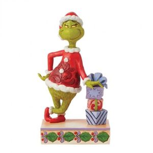 Jim Shore Grinch Leaning on Stacked Gifts Figurine