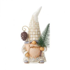 Jim Shore Heartwood Creek White Woodland Gnome with Sisal Tree Figurine