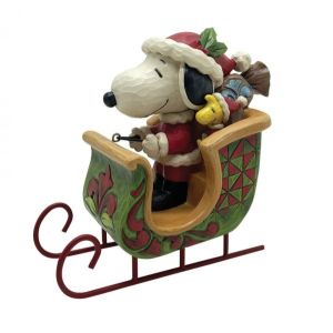Jim Shore Peanuts Snoopy & Woodstock in a Sleigh