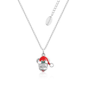 Disney Christmas White Gold-Plated Minnie Mouse Holiday Necklace