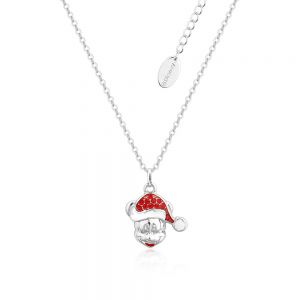 Disney Festive Christmas White Gold-Plated Mickey Mouse Holiday Necklace - DCN006