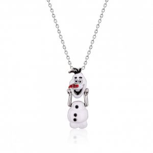 Disney Frozen II White Gold-Plated Olaf Snowman with Moveable Head Necklace - DFN143