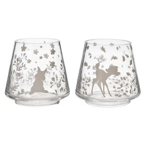 Disney Bambi and Thumper Set of 2 Glass Candle Holders