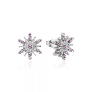 Disney Frozen Anna Sterling Silver Lavender Crystal Snowflake Stud Earrings - SSDFE014