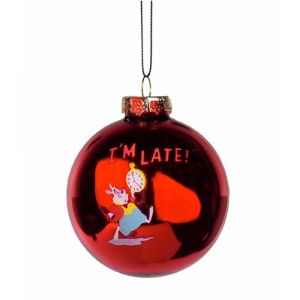 Disney Alice in Wonderland White Rabbit Red Glass Bauble Hanging Ornament