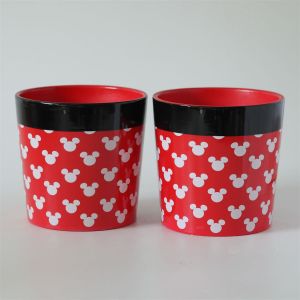 Disney Mickey Mouse Large Plant Pot Red with Black Rim