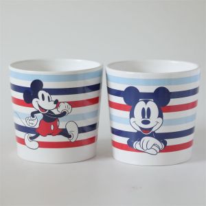 Disney Mickey Mouse Large Plant Pot Blue/White/Red Stripe