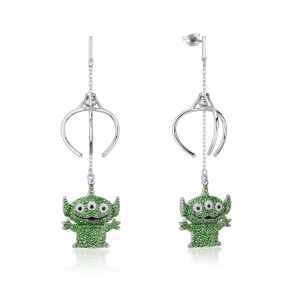 Disney Pixar Toy Story White Gold-Plated Alien Crystal Claw Drop Earrings - DSE1004
