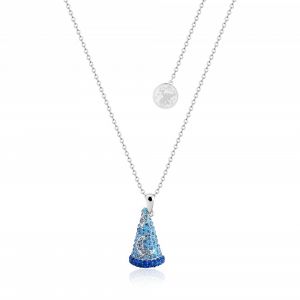 Disney Fantasia Sorcerer's Apprentice Mickey White Gold-Plated Crystal Hat Necklace