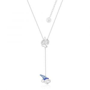 Disney Fantasia Sorcerer's Apprentice Mickey & Mop White Gold-Plated Lariat Necklace