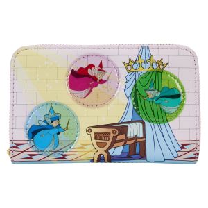 Loungefly Disney Sleeping Beauty Castle Three Good Fairies Stained Glass Zip Around Wallet