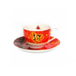 English Ladies Mickey and Minnie Autumn Fine China Cup and Saucer
