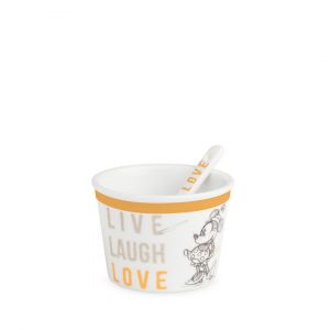 Orange Minnie Live Laugh Love ice cream bowl with spoon