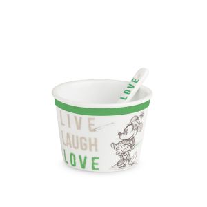 Green Minnie Live Laugh Love ice cream bowl with spoon
