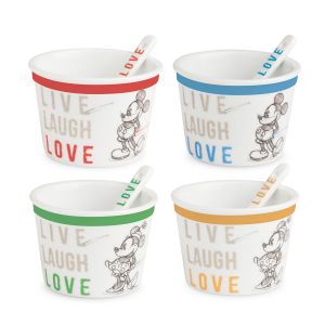 Set of 4 Live Laugh Love Ice Cream Cups with Spoon