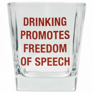 About Face Designs 121840 Drinking Promotes Freedom of Speech Rocks Glass