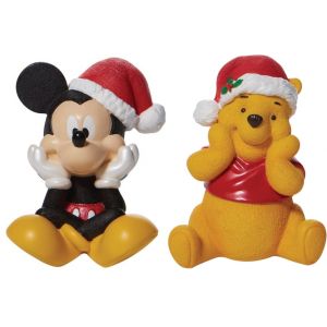 D56 Set of 2 Christmas Figurines - Mickey Mouse and Winnie the Pooh