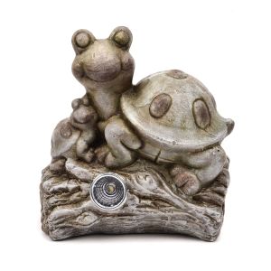 Set of 3 Solar Light Ornaments inc Terracotta Tortoise, Frog and Snail on Branch