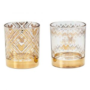 Mickey Set 2 Pack Cups Glass Designs Goldtone 300 ML